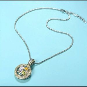 Multi Stone Silver Tone Luxury Necklace Women’s 18